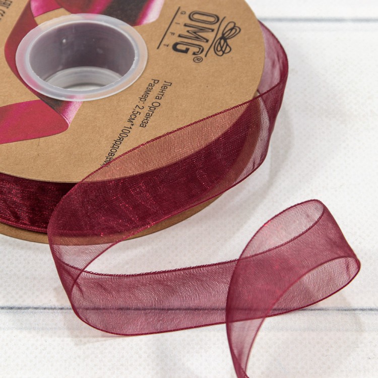 559-25/1048 Лента Органза 2,5см*100ярд Бордовый 1/13 1/52 559-25/1048 Лента Органза 2,5см*100ярд Бордовый 1/13 1/52