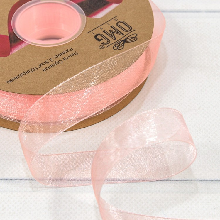 559-25/1022 Лента Органза 2,5см*100ярд Персиковый 1/13 1/52 559-25/1022 Лента Органза 2,5см*100ярд Персиковый 1/13 1/52