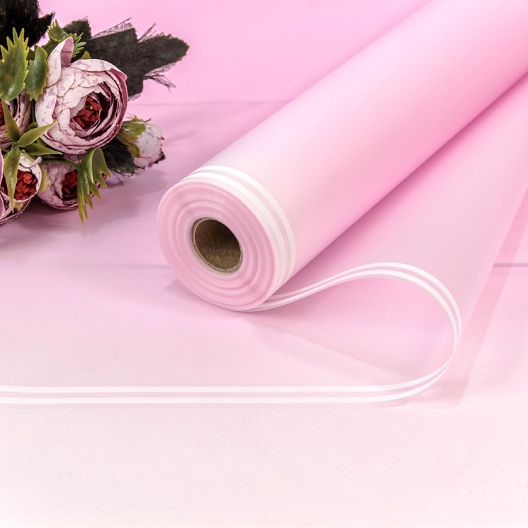 1824/217	Плёнка 58 см 800 г матовая с двойной белой полосой 55мкм Розовый-217 1/12