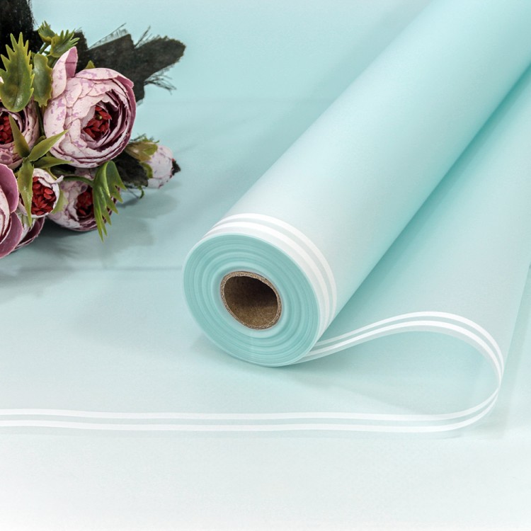 1824/635 Плёнка 58 см 800 г матовая с двойной белой полосой 55мкм Голубой 1/12