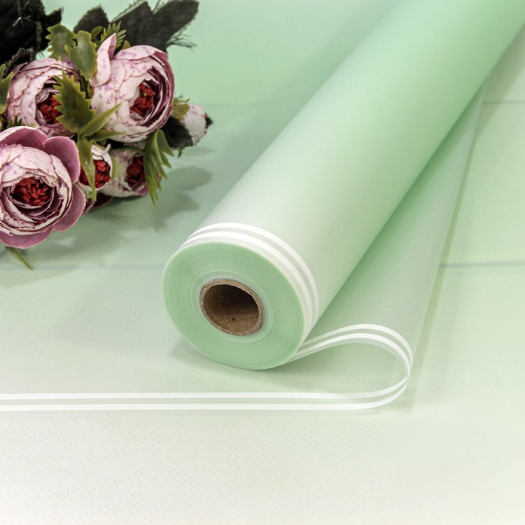 1824/2253 Плёнка 58 см 800 г матовая с двойной белой полосой 55мкм Бледно-зелёный 1/12