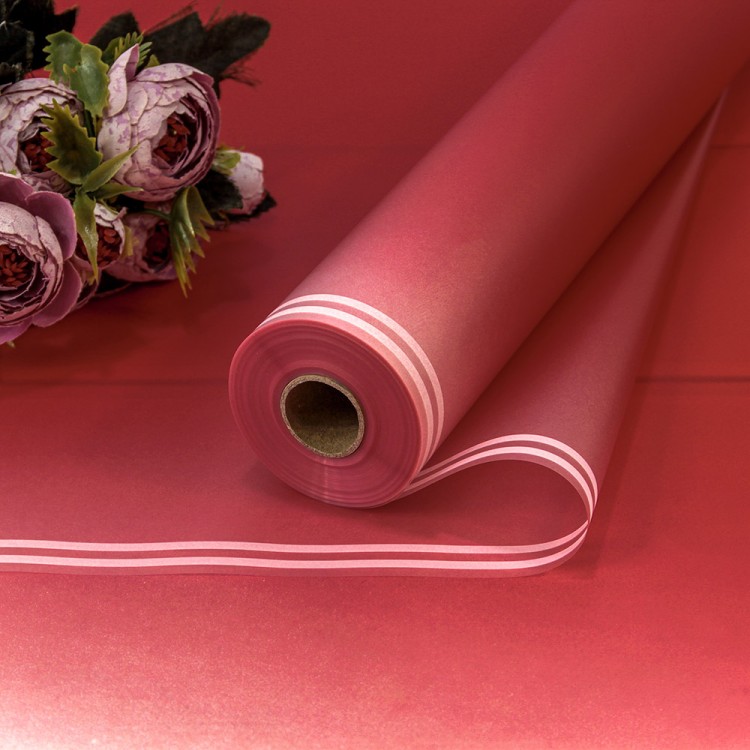 1824/3517 Плёнка 58 см 800 г матовая с двойной белой полосой 55мкм Бордовый 1/12