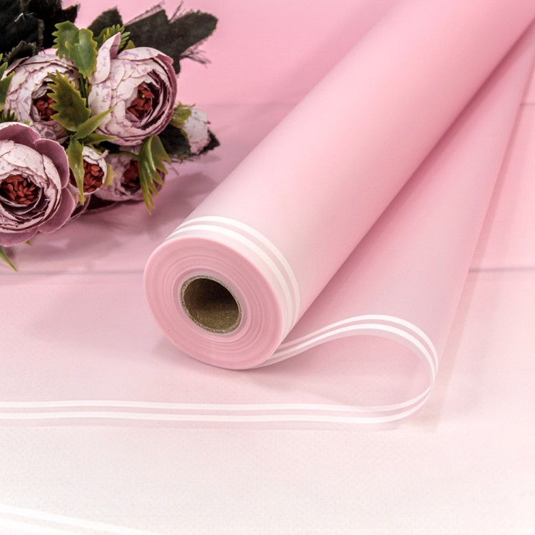 1824/3595 Плёнка 58 см 800 г матовая с двойной белой полосой 55мкм Серовато-розовый 1/12