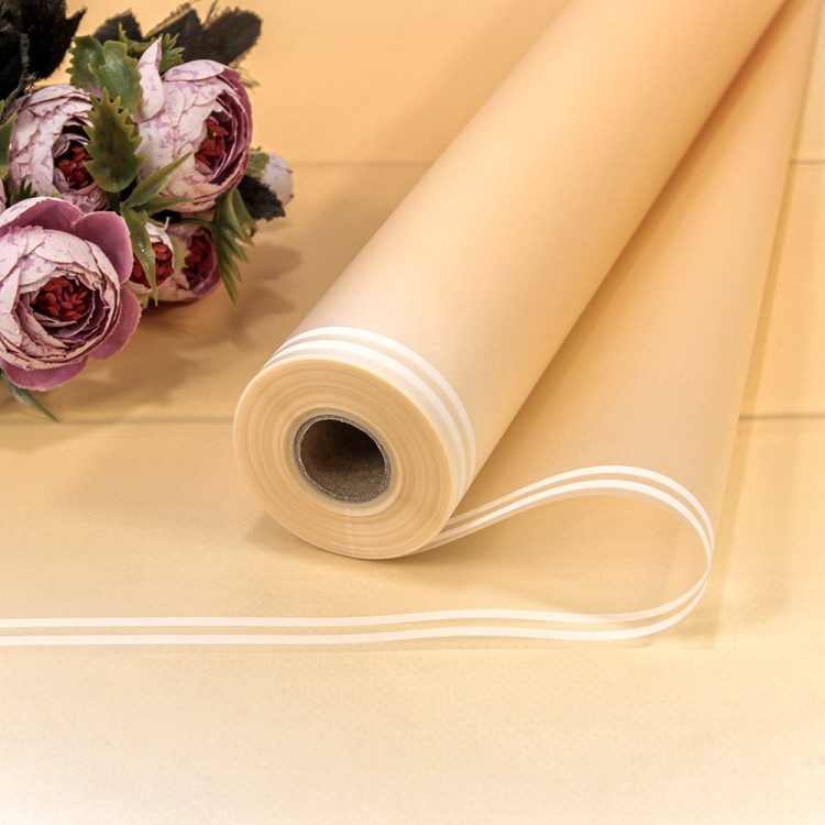 1824/713	Плёнка 58 см 800 г матовая с двойной белой полосой 55мкм Бледный оранжево-желтый 1/12