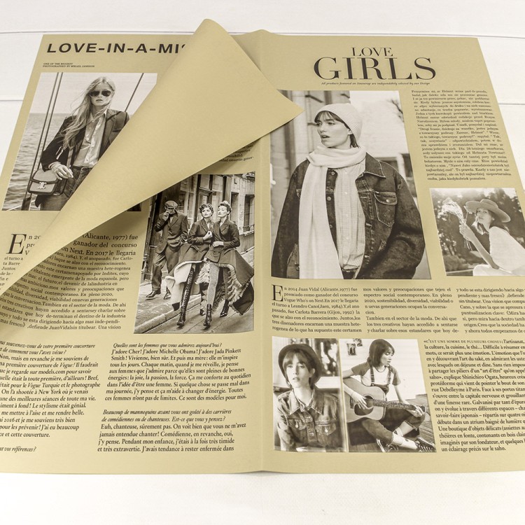 1616/4248 Плёнка в листах 56,5*56,5 (20 шт.) матовая "Газета GIRLS" 65мкм Бежевый 1/60