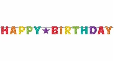 1505-1823 Гирлянда Happy Birthday голография 240см