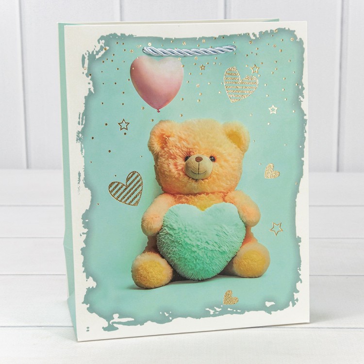 000314E Пакет подарочный с тиснением "Мишки" (микс) 18*23*10 210г 1/20 1/360