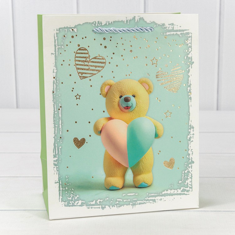 000314E Пакет подарочный с тиснением "Мишки" (микс) 18*23*10 210г 1/20 1/360