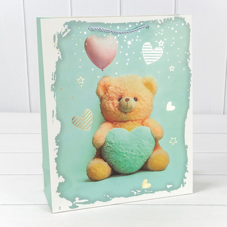 000314C Пакет подарочный с тиснением "Мишки" (микс) 26*32*10 210г 1/20 1/240