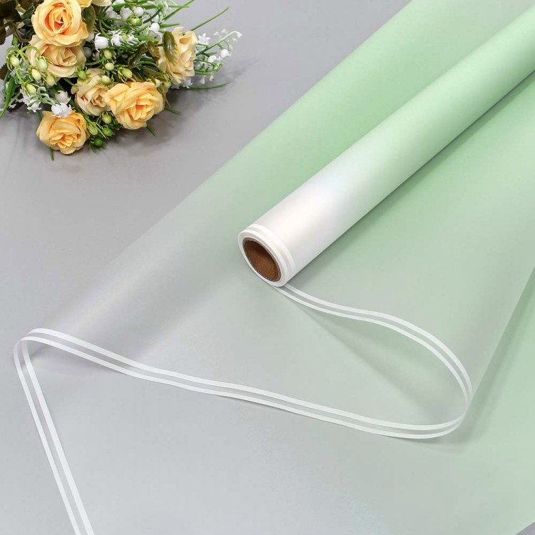 1624/2253 Плёнка 0,58*10м матовая с двойной белой полосой 55мкм Бледно-зелёный 1/30