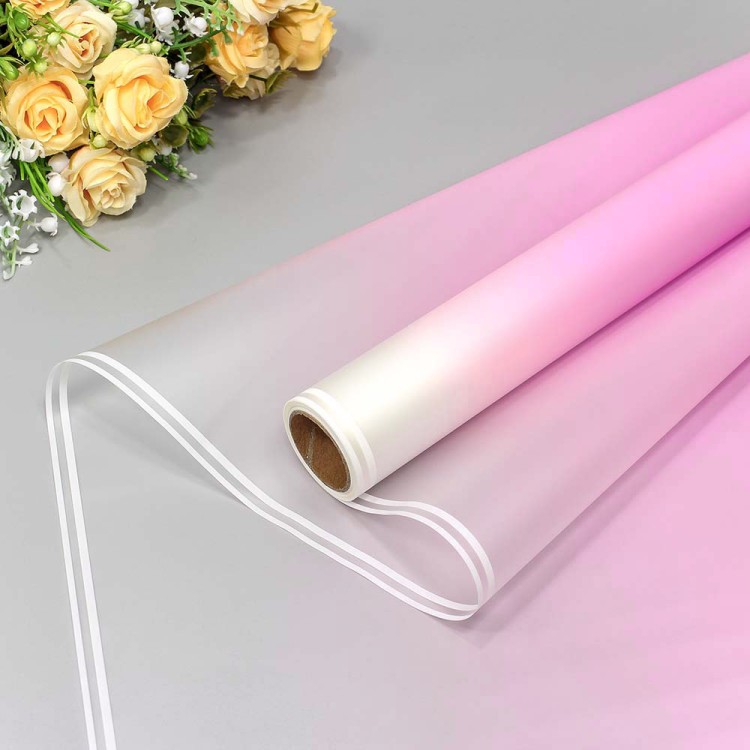 1624/672 Плёнка 0,58*10м матовая с двойной белой полосой 55мкм Розовый-672 1/30